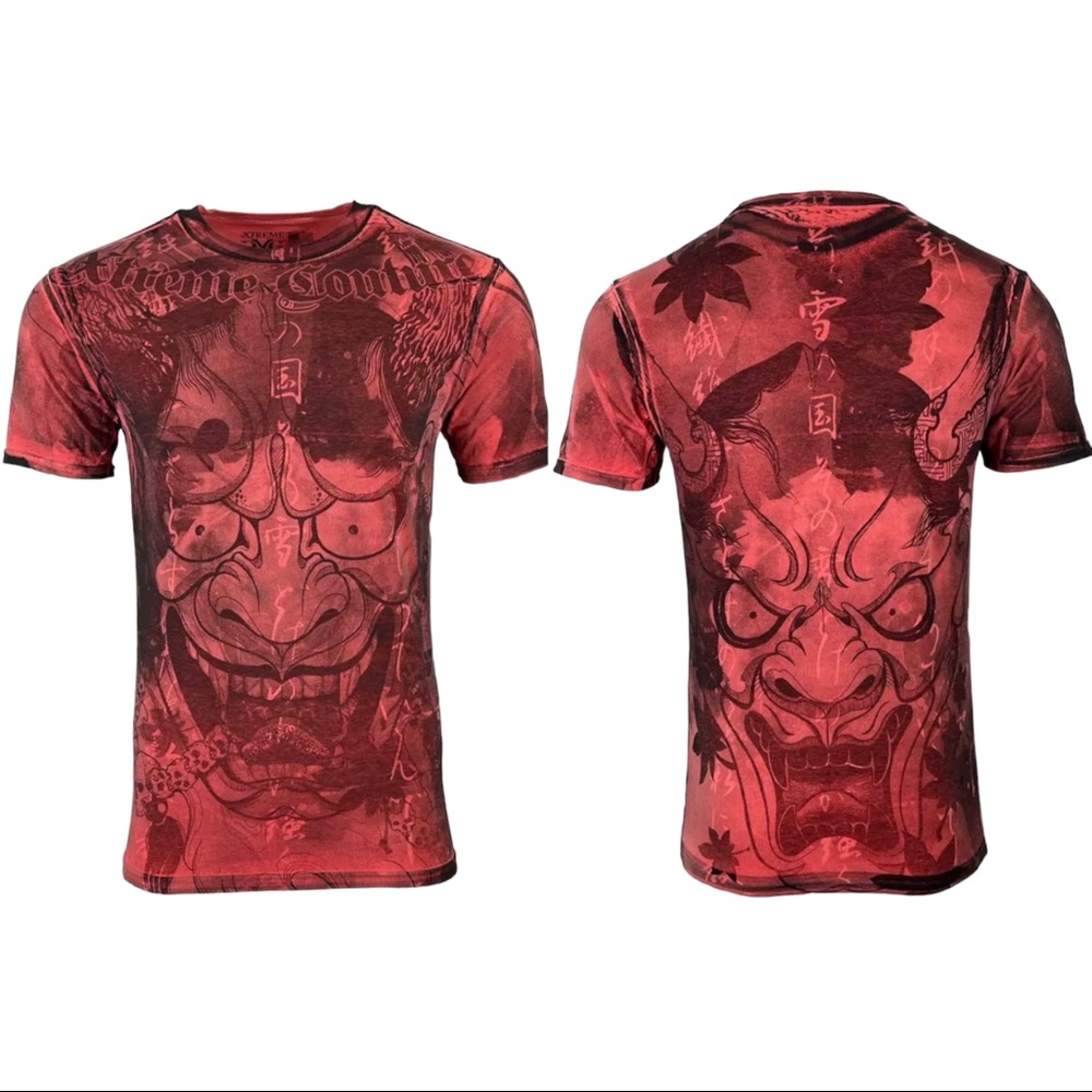 Xtreme Couture By Affliction Men's T-Shirt ATOMIC Red Skull Biker S-5XL